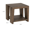 Hendri 24 Inch Side End Table, Square Oak Wood Frame, Shelf, Antique Brown By Casagear Home