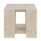 Hendri 24 Inch Side End Table, Square Oak Wood Frame, Shelf, Tan Beige By Casagear Home