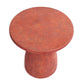 Kole 16 Inch Outdoor Accent Side Table, Concrete Round Top and Base, Red By Casagear Home