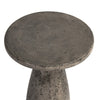 Kole 19 Inch Outdoor Accent Side Table, Concrete Round Top, Dark Gray By Casagear Home