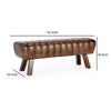 52 Inch Accent Bench, Buffalo Leather Seat, Tufted Design, Brown Mango Wood By Casagear Home