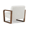 34 Inch Accent Chair, White Polyester Upholstery, Ash Wood Frame, Brown By Casagear Home