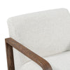 34 Inch Accent Chair, White Polyester Upholstery, Ash Wood Frame, Brown By Casagear Home