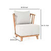 30 Inch Outdoor Accent Chair, White Olefin Upholstery, Cushion, Teak Wood By Casagear Home