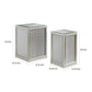 Brad Set of 2 Nesting Side End Tables, Mirrored Glass, Silver Wood Finish By Casagear Home