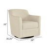 Leena 35 Inch Swivel Accent Chair, Soft Beige Linen Polyester, Reversible By Casagear Home