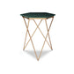 24 Inch Accent End Table, Green Hexagon Marble Top, Gold Metal Base By Casagear Home