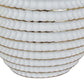 15 Inch Textured Vase, Gold Accent Top, Layered Design, White Finish By Casagear Home