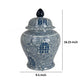 18 Inch Accent Temple Jar with Removable Lid, Blue and White Floral Print By Casagear Home