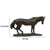 Refi 16 Inch Horse Statuette Figurine, Modern Style, Gold, Dark Brown Resin By Casagear Home