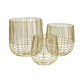 Vella Set of 3 Decorative Baskets, Open Cage Design, Gold Metal Finish By Casagear Home