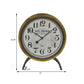 25 Inch Table Clock, Contemporary Style, Black and Gold Metal Finish By Casagear Home