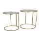 Set of 2 Plant Stand Tables, Round Mirror Top, Modern Gold Metal Finish By Casagear Home