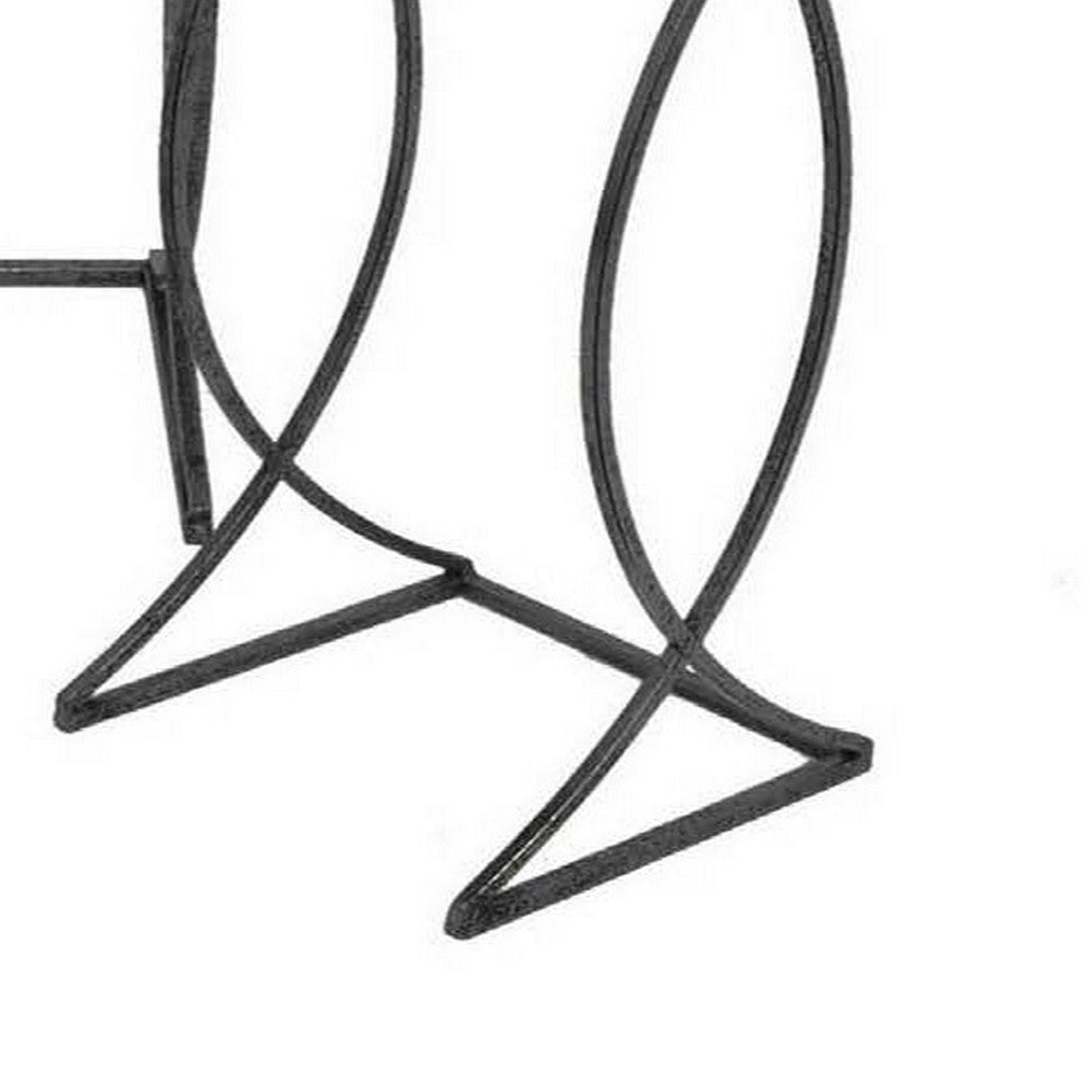 Rikki Plant Stand Table Set of 3, Curved Base, Modern Black Finished Metal By Casagear Home