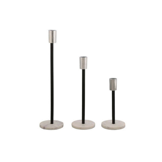 Ricco Tabletop Accent Decoration Set of 3, Black, Elegant Silver Metal By Casagear Home