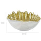 18 Inch Decorative Shell Bowl, Gold Details and Delicate Folds, White Resin By Casagear Home