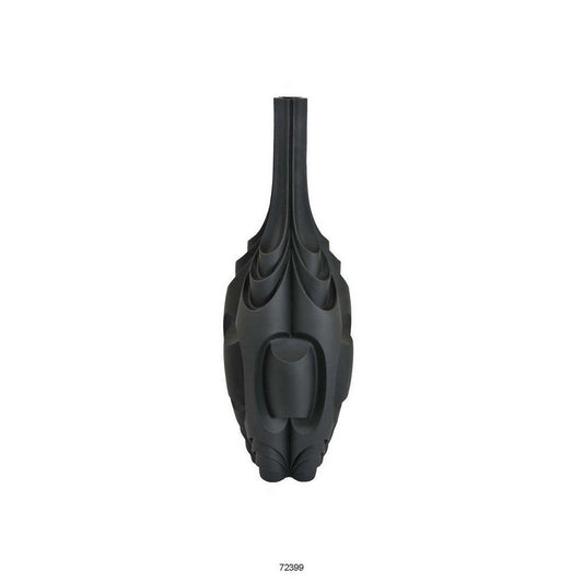 Helly 28 Inch Decorative Vase, Intricate Inset Details, Modern Black Resin By Casagear Home