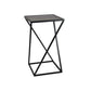 Set of 3 Plant Stand Tables, Square, Crossed Base, Gray Marble, Black Metal By Casagear Home