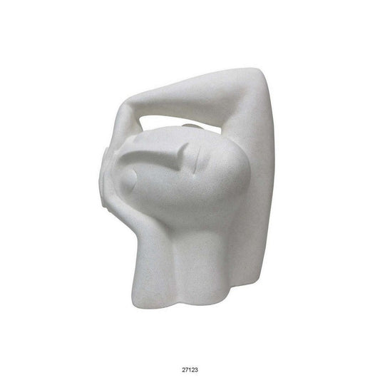 16 Inch Head Figurine Statuette, Contemporary Style White Resin Finish By Casagear Home