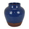 Venny 12 Inch Ceramic Flower Vase, Two Tone Antique Blue and Brown Finish By Casagear Home