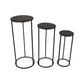Piye Set of 3 Nesting Metal Plant Stands, Round Display Top, Black Finish By Casagear Home