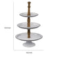 Mlyn 24 Inch 3 Tier Serving Tray, Round Metal Base, White Brown, and Black By Casagear Home