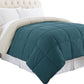 Genoa Twin Size Box Quilted Reversible Comforter By Casagear Home, Blue and Gray