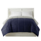 Genoa Reversible Queen Comforter with Box Quilting The Urban Port Silver and Blue BM46028