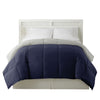 Genoa King Size Box Quilted Reversible Comforter The Urban Port Silver and Blue BM46029