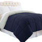 Genoa King Size Box Quilted Reversible Comforter By Casagear Home, Silver and Blue
