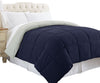 Genoa King Size Box Quilted Reversible Comforter By Casagear Home, Silver and Blue