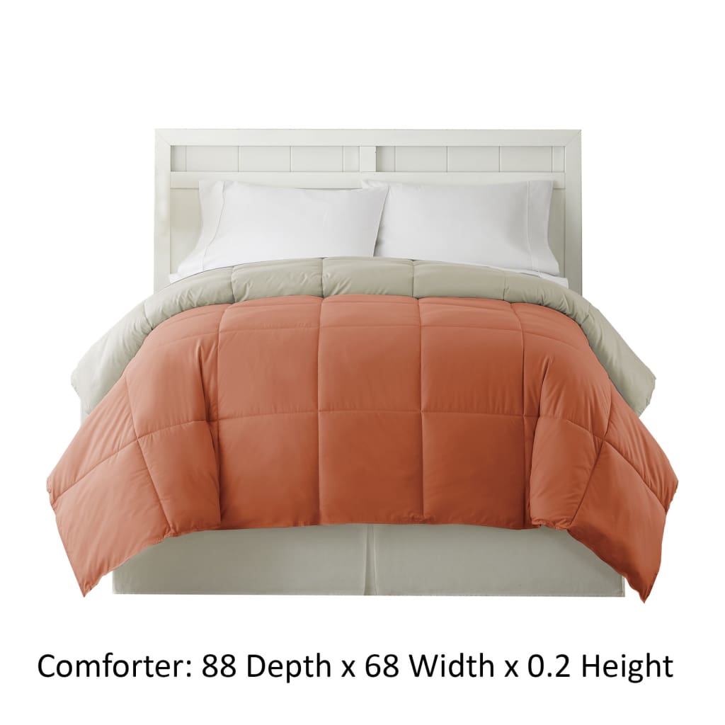 Genoa Twin Size Box Quilted Reversible Comforter The Urban Port Orange and Gray BM46045