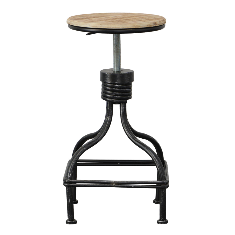 Vintage Metal Frame Swivel Counter Bar Stool with Round Seat Brown and Black By Casagear Home BM49341