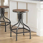 Vintage Metal Frame Swivel Counter Bar Stool with Round Seat Brown and Black By Casagear Home BM49341