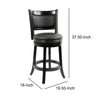 Round Wooden Swivel Counter Stool with Padded Seat and Back Black By Casagear Home BM61364