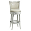 Nailhead Trim Round Leatherette Barstool with Flared Legs, White By Casagear Home