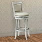 Nailhead Trim Round Leatherette Barstool with Flared Legs White By Casagear Home BM61371