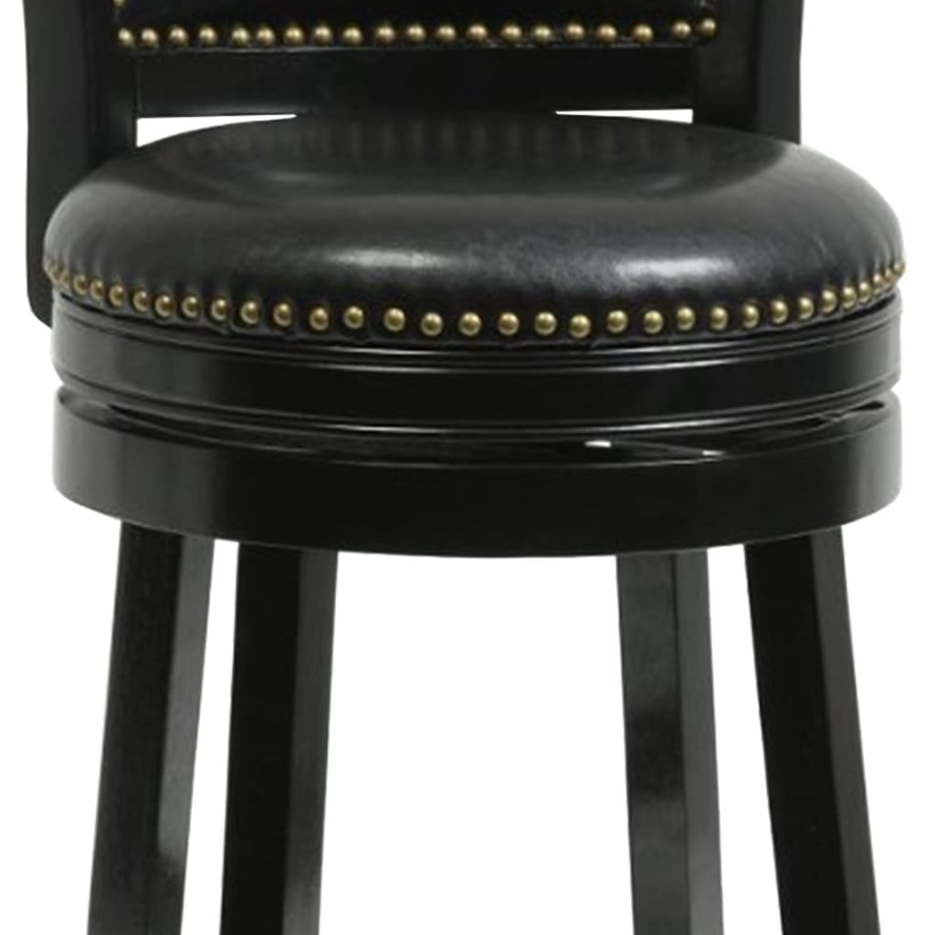 Nailhead Trim Round Leatherette Counter Stool with Flared Legs Black By Casagear Home BM61372