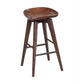 Contoured Seat Wooden Frame Swivel Barstool with Angled Legs, Dark Brown by Casagear Home