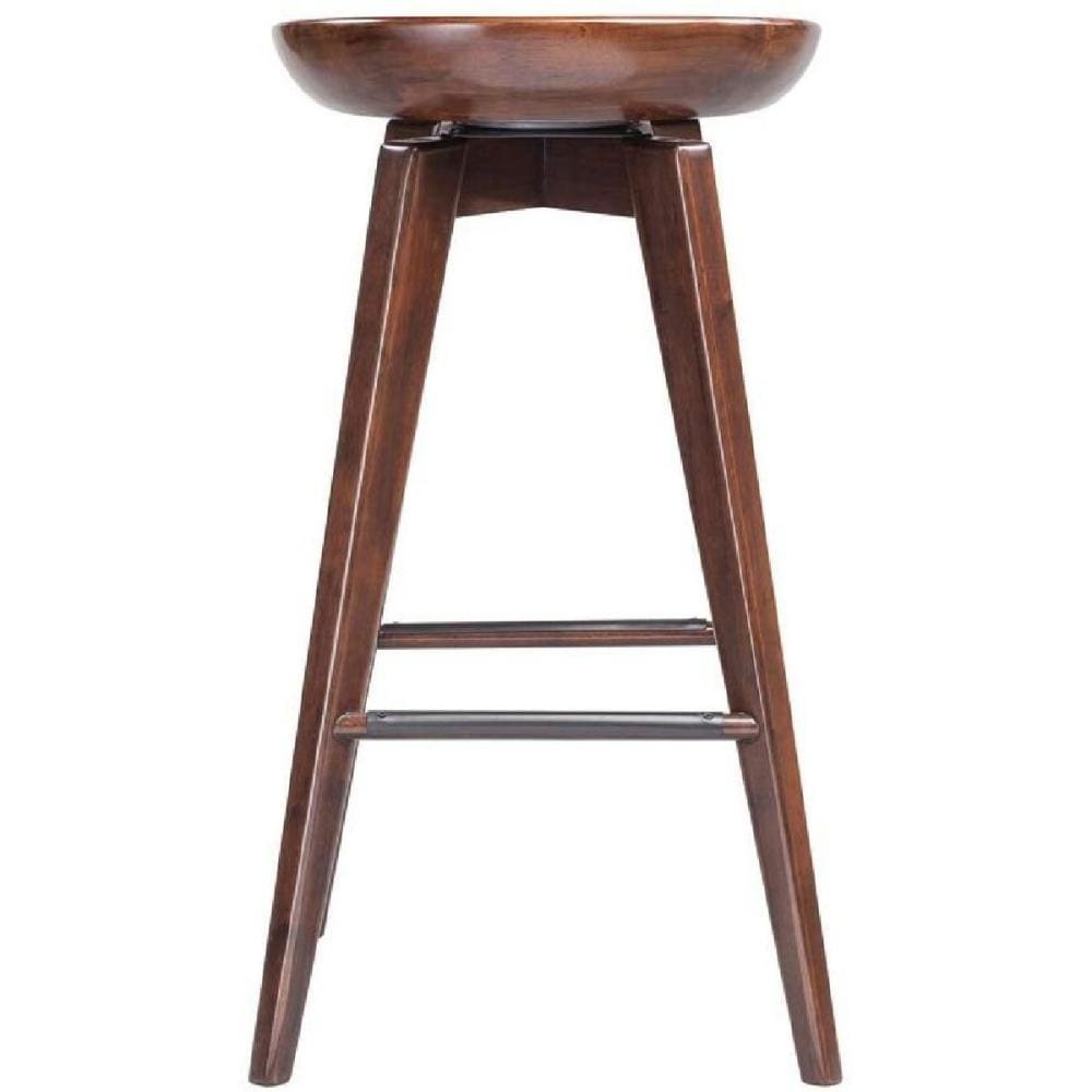 Contoured Seat Wooden Frame Swivel Barstool with Angled Legs Natural Brown by Casagear Home BM61422