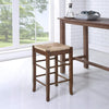 Rush Woven Wooden Frame Counter Stool with Saber Legs, Beige and Dark Brown by Casagear Home