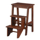 3 Step Wooden Frame Stool with Safety Latch, Brown By Casagear Home