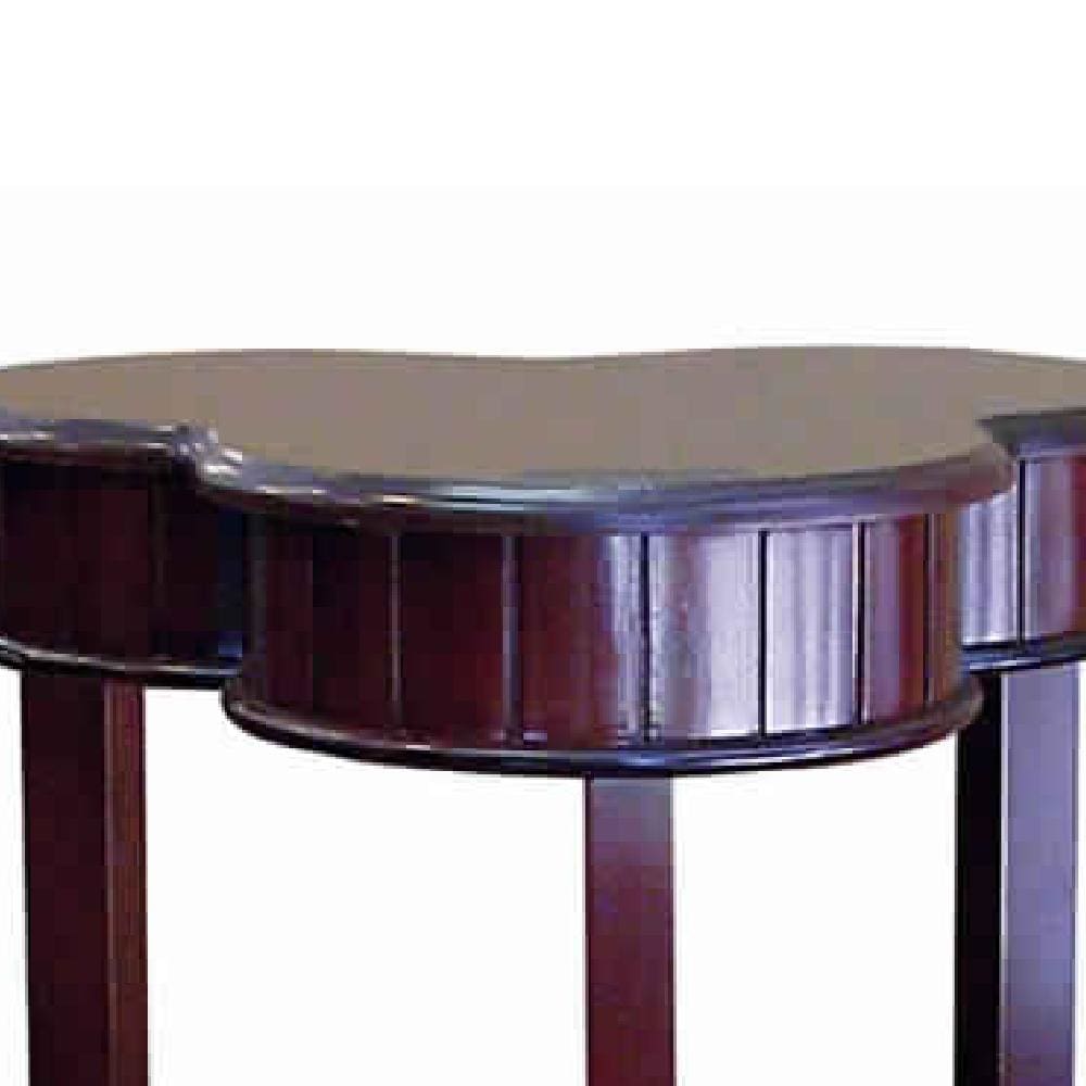 18 Wooden Clover Shape End Table with Flared Legs in Cherry Brown by Casagear Home BM94694