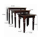 3 Piece Wooden Nesting Table with Turned Legs in Cherry Brown by Casagear Home BM95312