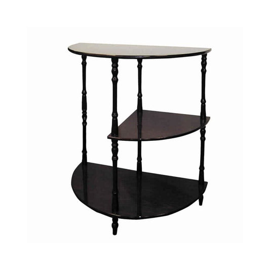 23" 3-Tier Half Table with Turned Legs in Dark Brown by Casagear Home