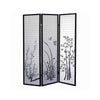 Naturistic Print Wood and Paper 3 Panel Room Divider, White and Black by Casagear Home