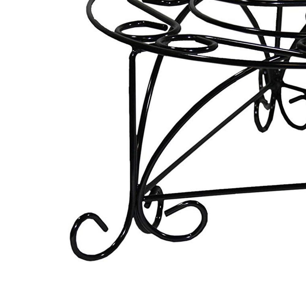 Swirl Mosaic Iron Frame Plant Stand Glossy Black By Casagear Home BM96239