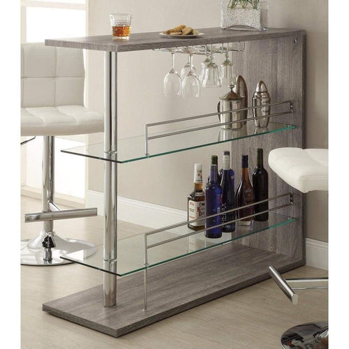 Bar Table | Rectangular | Gray | 2 Shelves | Wine Holder