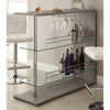 Bar Table | Rectangular | Gray | 2 Shelves | Wine Holder