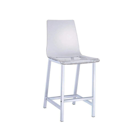Acrylic Bar Height Stool with Chrome Base, Clear And Silver, Set of 2